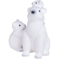 Décoration à poser famille ours blanc Noël floqué L25X19XH33 cm blanc