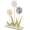 Décoration à poser fleur tulipe feutrine et bois 17,5xH26cm