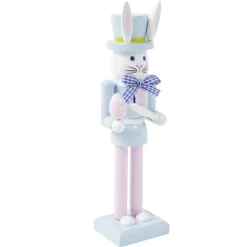 Décoration à poser lapin casse noisette pastel H25cm (2 modèles bleu ou rose) < Gifi