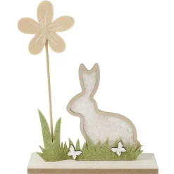 Décoration à poser lapin en bois et fleur L19,5xH24,5cm < Gifi Sale