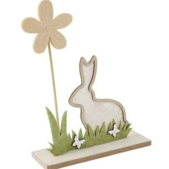 Décoration à poser lapin en bois et fleur L19,5xH24,5cm < Gifi Sale