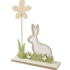 Décoration à poser lapin en bois et fleur L19,5xH24,5cm < Gifi Sale