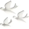 Décoration à poser 3 oiseaux en céramique beige