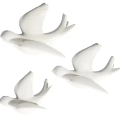 Décoration à poser 3 oiseaux en céramique beige
