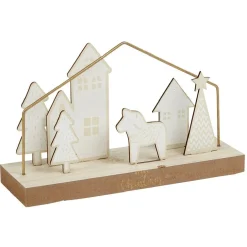 Décoration à poser paysage métal et bois 25x8xH16cm < Gifi Hot