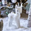 Décoration à poser renne debout H36 cm blanc