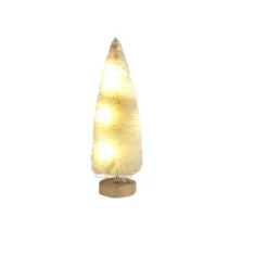 Décoration sapin blanc lumineux LED à piles H16cm