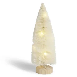 Décoration sapin blanc lumineux LED blanc chaud H24cm à piles < Gifi New