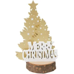 Décoration sapin de Noël sur rondin de bois Merry Christmas Ø6,2xH7,4cm < Gifi Online