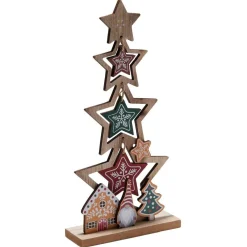Décoration sapin en bois forme étoile avec gnome 12xH26cm < Gifi Online