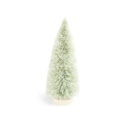 Décoration sapin vert lumineux LED blanc chaud H16cm à piles