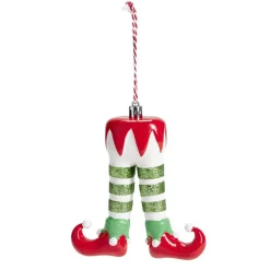 Décoration à suspendre jambes de lutin de Noël 11x3,5xH11cm