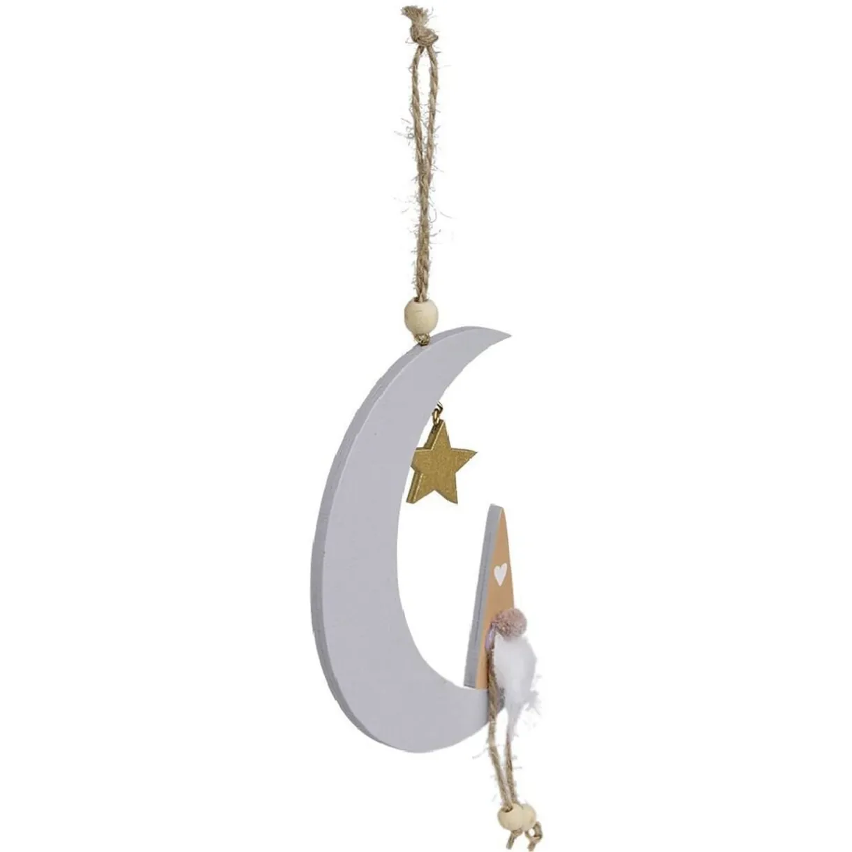 Décoration à suspendre Noël en bois lune et gnome H25cm < Gifi Hot