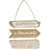 Décoration à suspendre panneaux en bois Happiness H53,5cm < Gifi Online