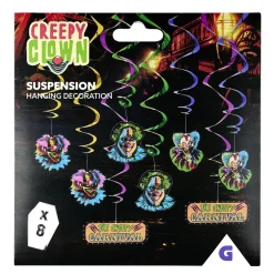 Décoration suspendue Halloween cirque clown effrayant 8 pièces