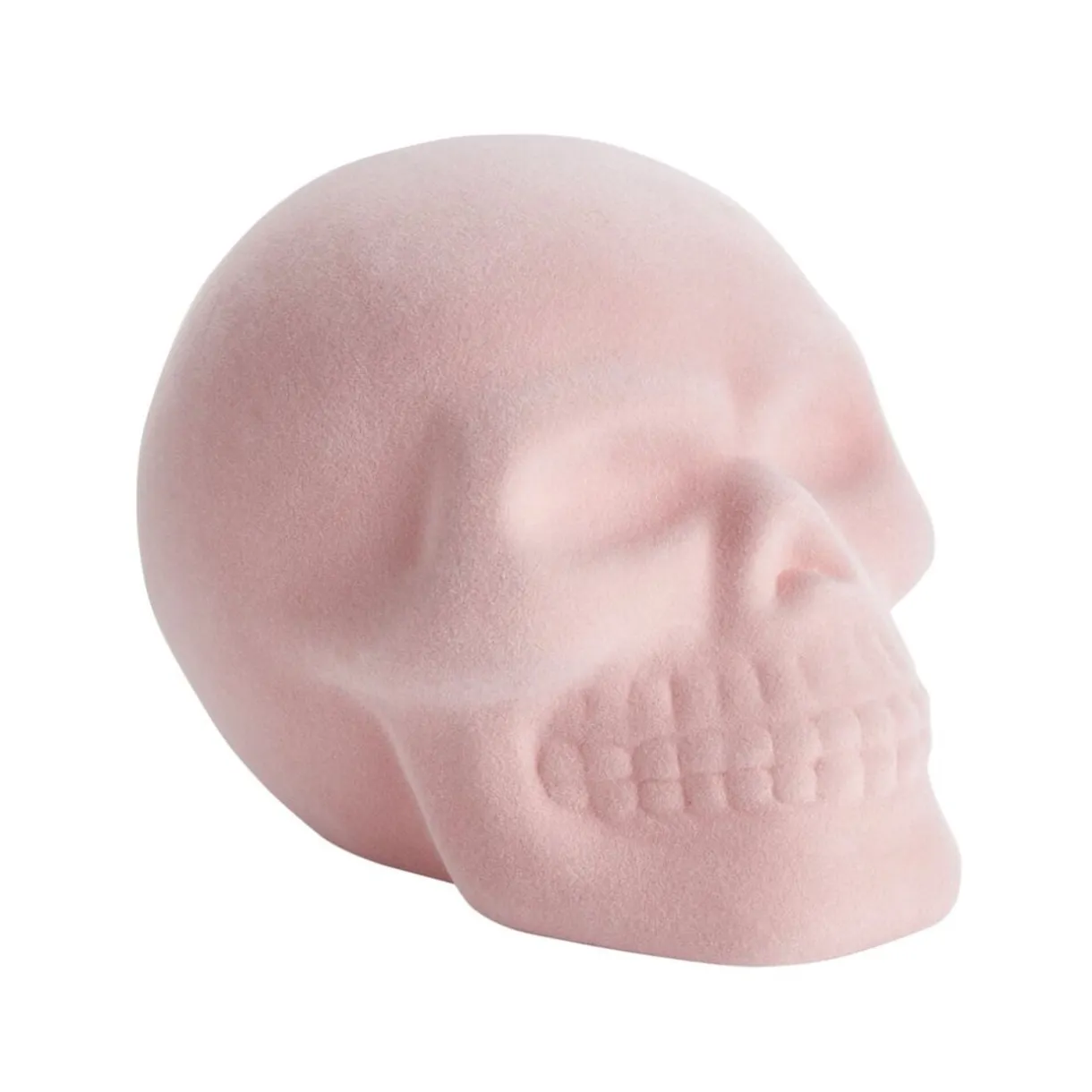 Décoration velours Halloween tête de mort pastel rose 12x11xH16cm < Gifi Outlet