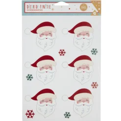Décor fenêtre électrostatique tête de Père-Noël rouge et blanc