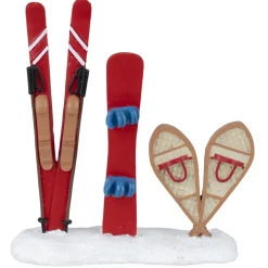 Décor village de Noël panneaux course ski 3 pièces