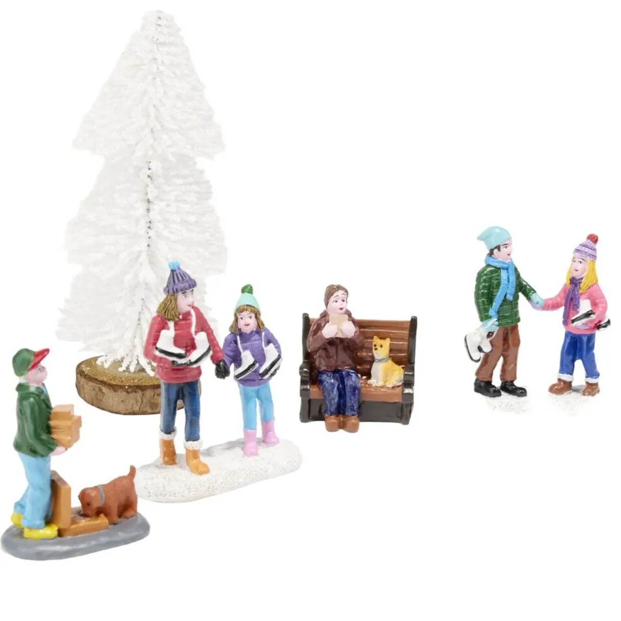 Décor village de Noël x3 figurines et sapin < Gifi