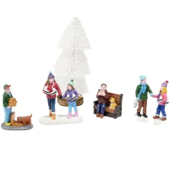 Décor village de Noël x3 figurines et sapin < Gifi