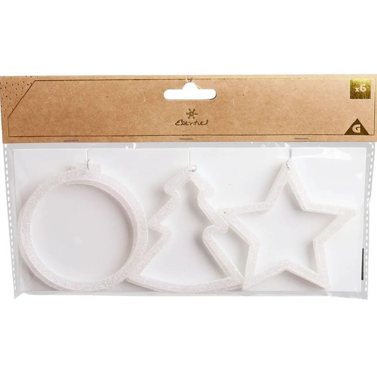 Déco à suspendre étoile/sapin/boule blanc x6