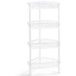 Desserte d'angle 4 niveaux plastique transparent 38x33xH82cm