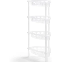 Desserte d'angle 4 niveaux plastique transparent 38x33xH82cm