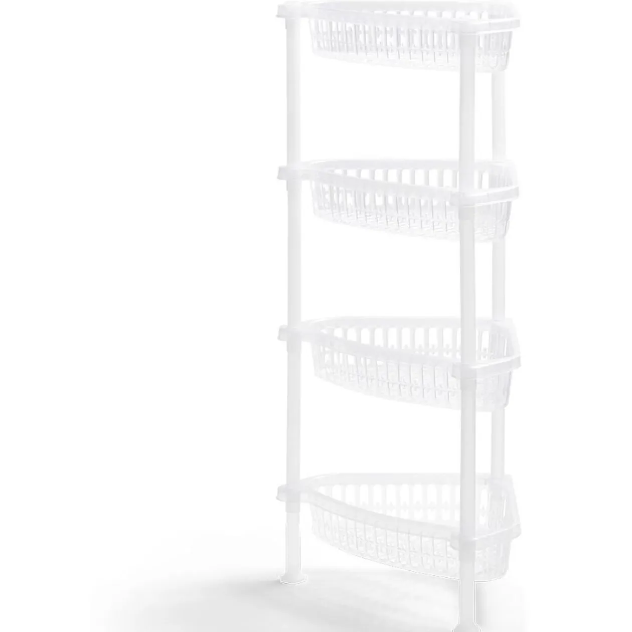Desserte d'angle 4 niveaux plastique transparent 38x33xH82cm