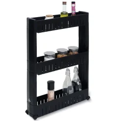 Desserte de cuisine à roulettes 3 niveaux noir 54,5x12,5xH72cm < Gifi Outlet