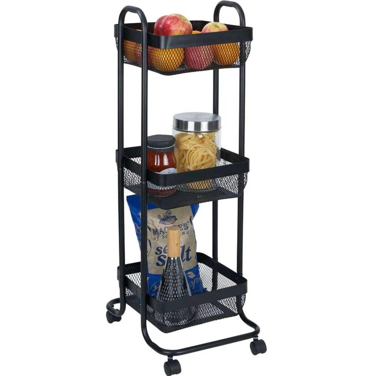 Desserte en métal noir 3 niveaux - L.34xl.27,3xH.78,5cm < Gifi Best