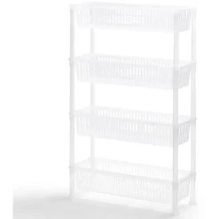 Desserte 4 niveaux plastique transparent 50x19,5xH82cm
