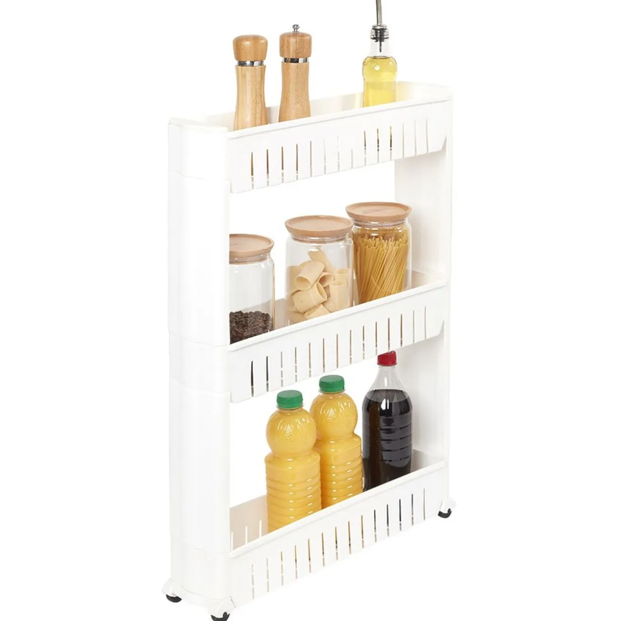 Desserte resserre cuisine étroite sur roulettes 3 niveaux