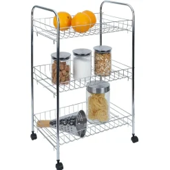 Desserte à roulettes 3 niveaux métal gris 41x26,5xH61,5cm < Gifi New