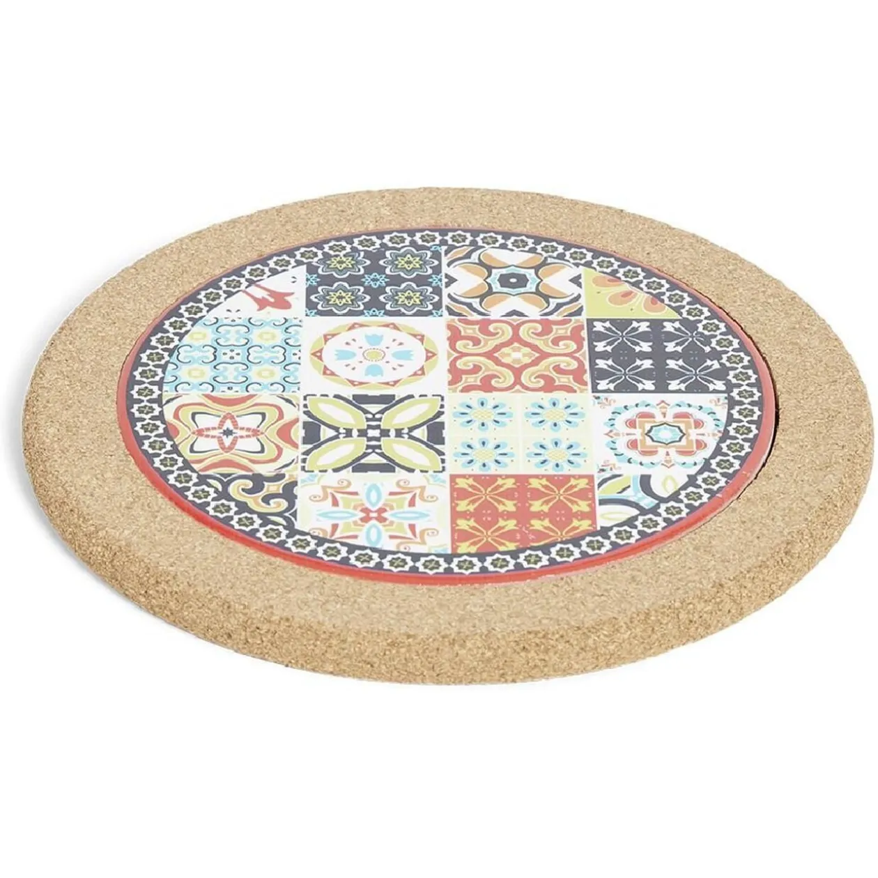 Dessous de plat rond en céramique design carreau de ciment Ø20cm