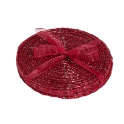 Dessous de verre x4 perle rouge Ø10cm