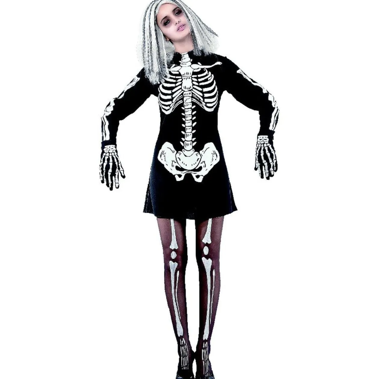 Déguisement adulte Halloween squelette robe - Taille S