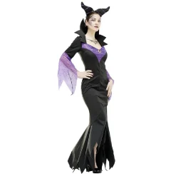 Déguisement adulte Halloween reine maléfique noir violet taille L