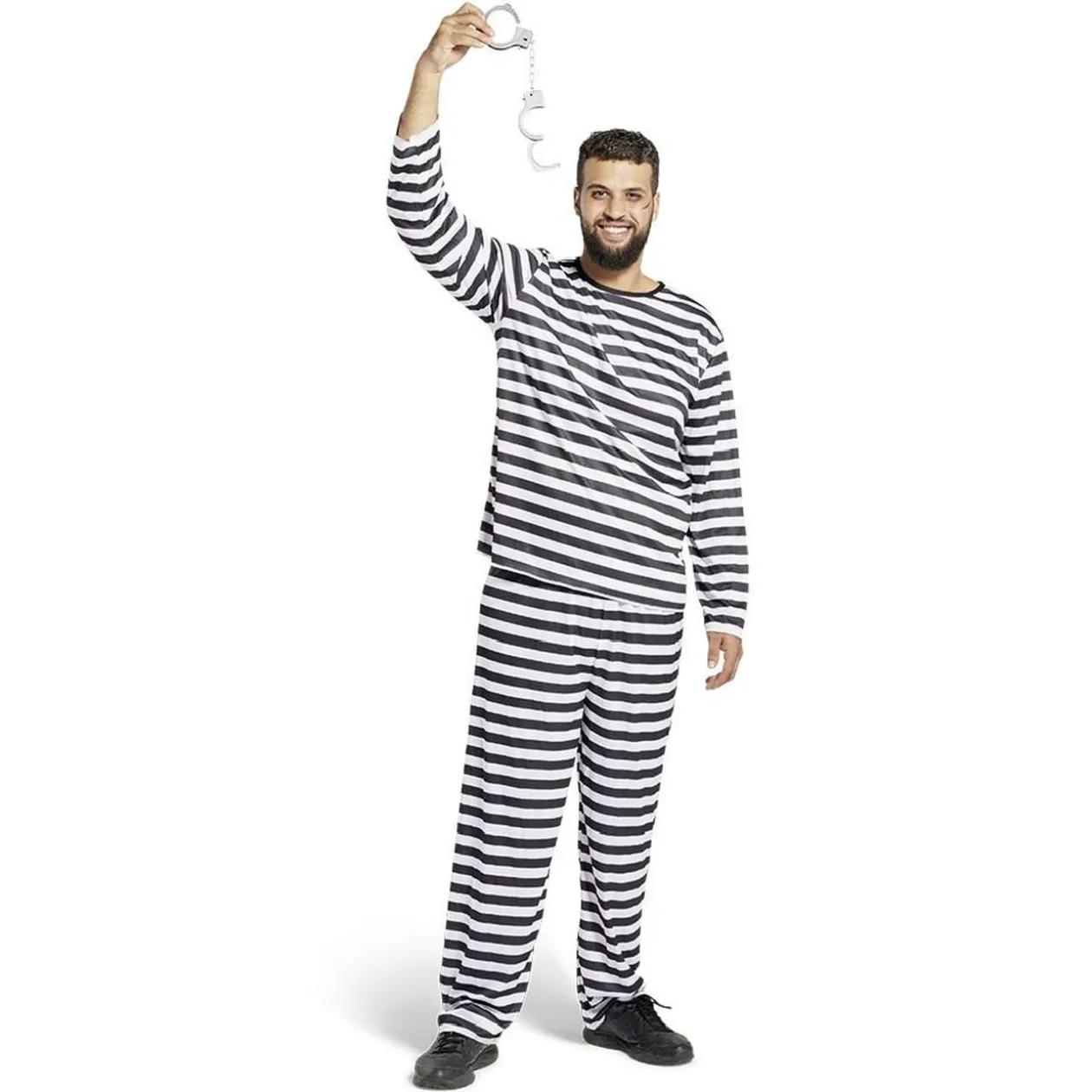 Déguisement adulte prisonnier rayé noir blanc - Taille M