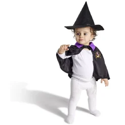 Déguisement bébé Halloween petit sorcier cape et chapeau noir violet