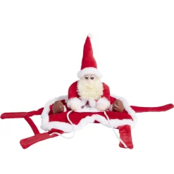 Déguisement chien Père Noël à califourchon rouge et blanc - Taille S