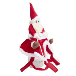 Déguisement chien Père Noël à califourchon rouge et blanc - Taille L