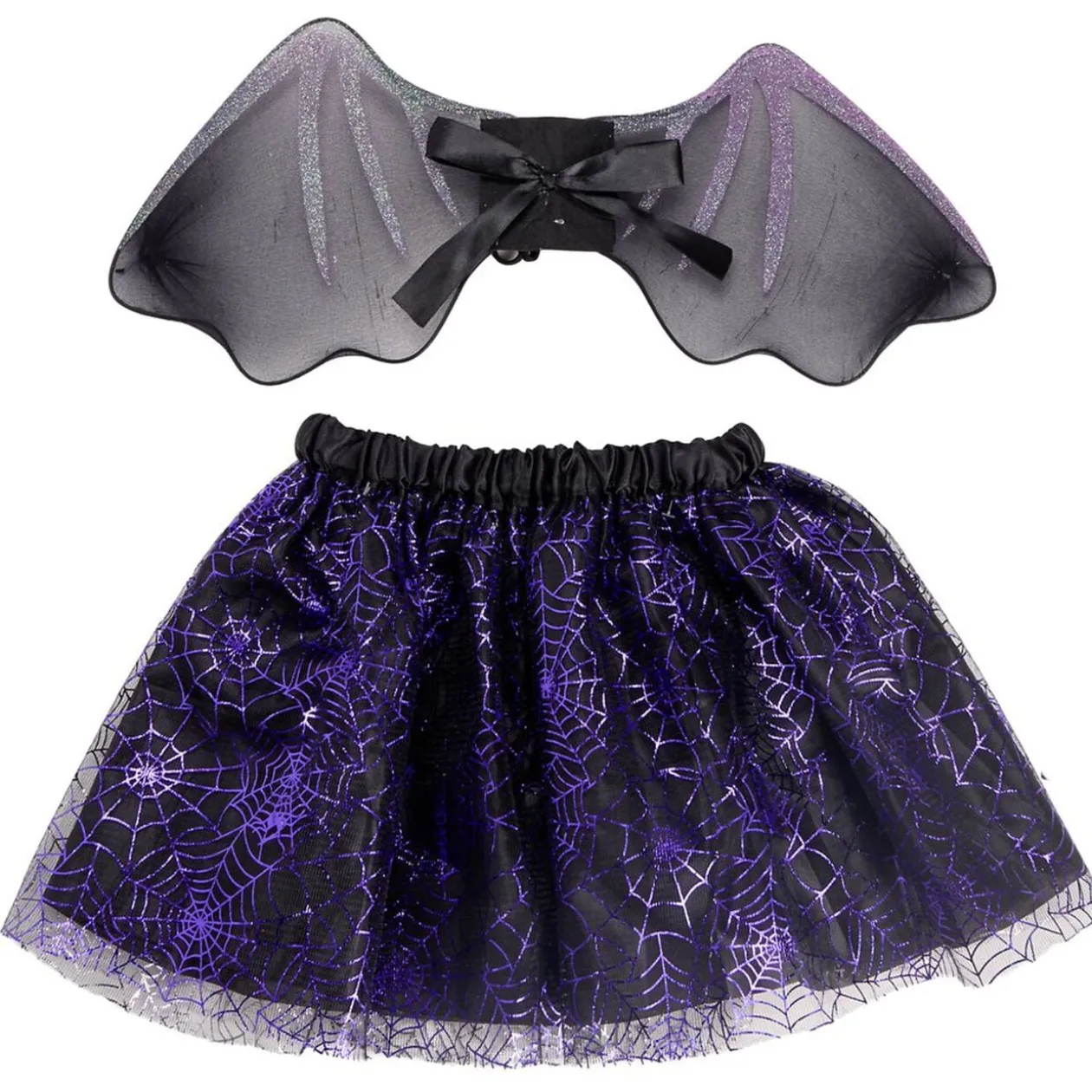 Déguisement enfant fille chauve-souris 2 pièces noir et violet taille unique