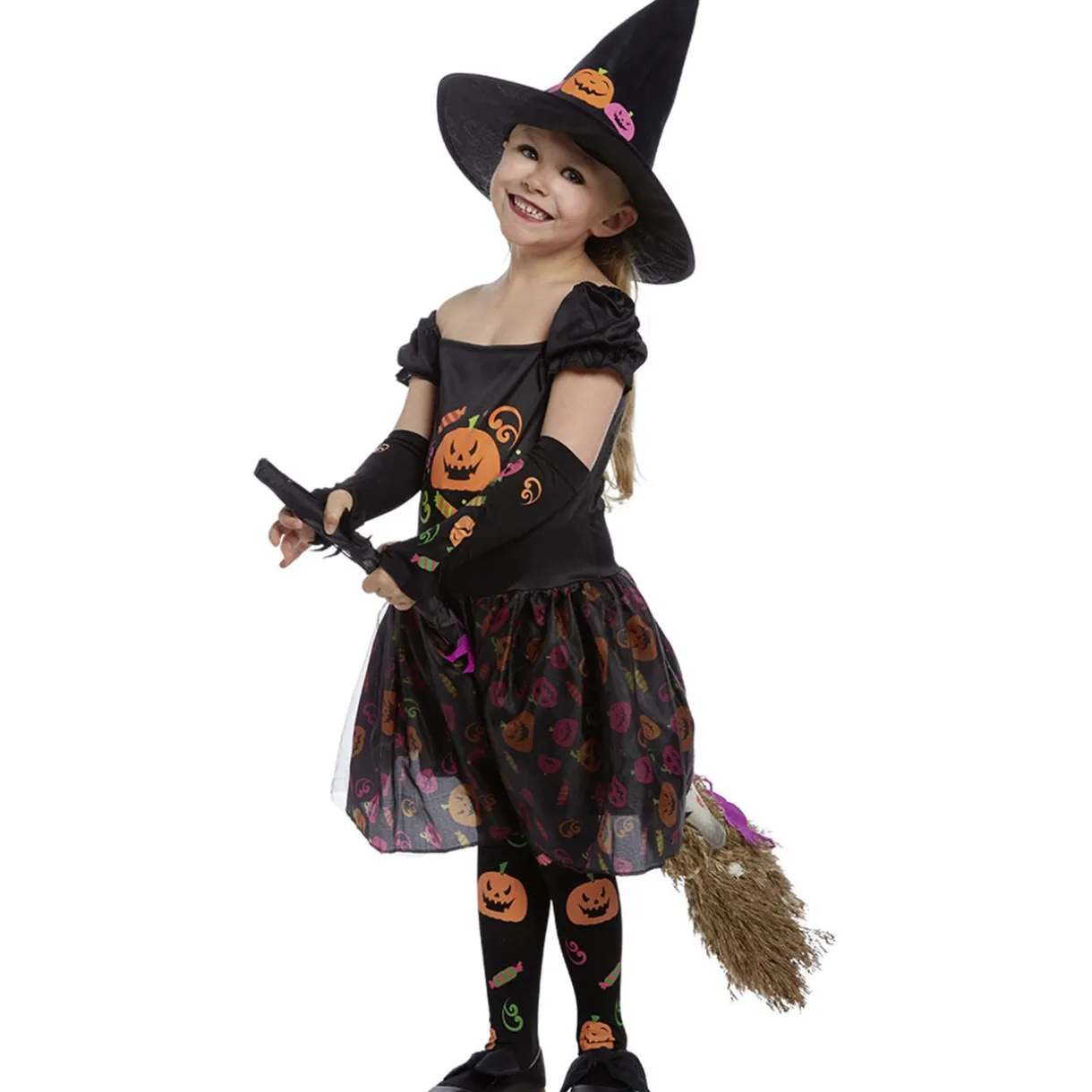Déguisement enfant Halloween sorcière robe chapeau accessoires 3/4ans < Gifi Hot