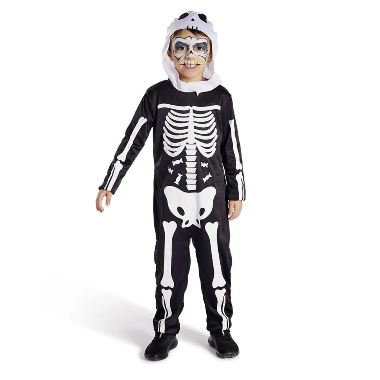 Déguisement enfant Halloween squelette combinaison et cagoule 4/6ans < Gifi