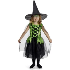 Déguisement enfant Halloween sorcière robe chapeau noir vert 7/10ans < Gifi New