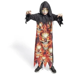 Déguisement enfant Halloween tunique crâne flamme 4/6ans < Gifi