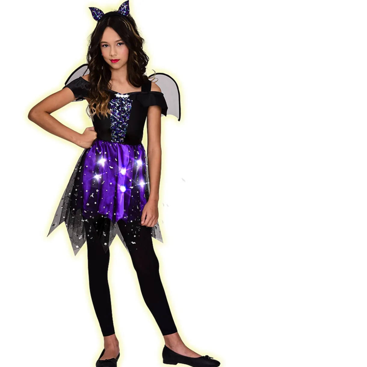 Déguisement enfant Halloween robe chauve souris lumineuse 11/14 ans < Gifi Sale