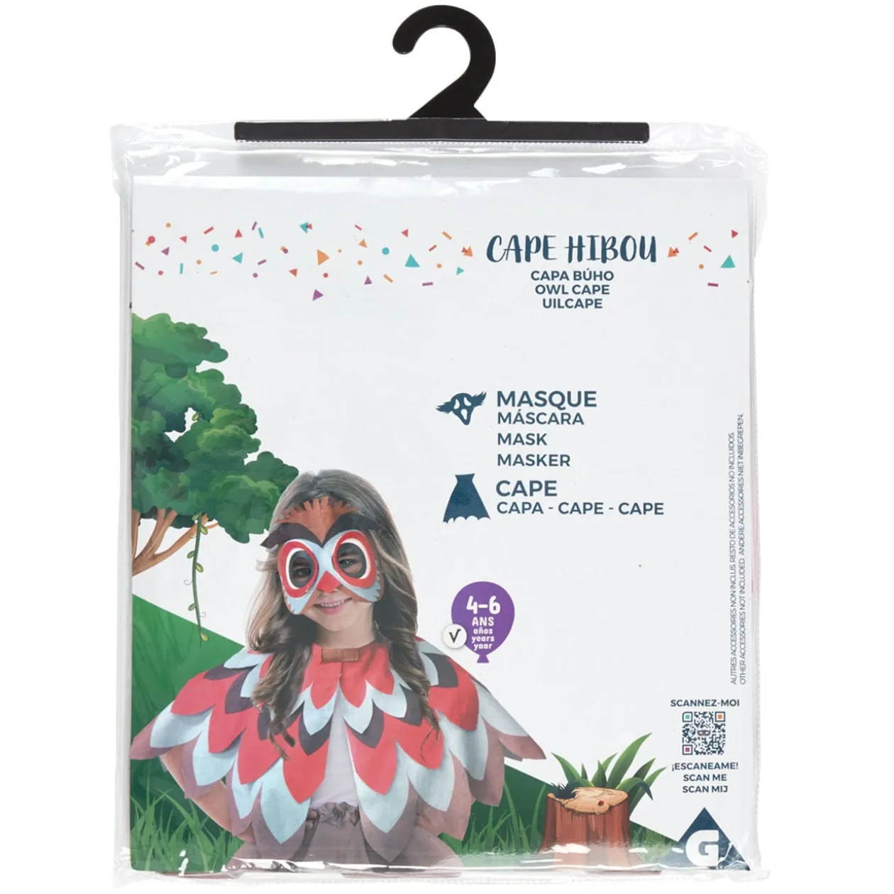 Déguisement enfant Hibou masque et cape 4/6 ans