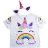 Déguisement enfant licorne avec t-shirt et serre-tête blanc (4/6ans ou 7/10) < Gifi New