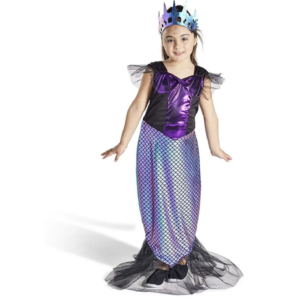Déguisement enfant sirène robe et serre-tête noir et violet 4/6ans